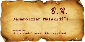 Baumholczer Malakiás névjegykártya